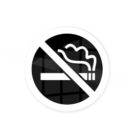 Skylt | Rökning förbjuden | Ø10 cm | Svart
