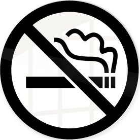 Skylt | Rökning förbjuden | Ø10 cm | Vit