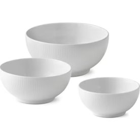 Royal Copenhagen White Fluted Skål Set, 3 st
