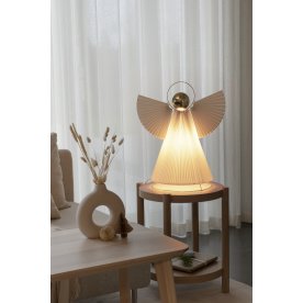 Dekorationsängel med ljus, papper, H54cm, vit