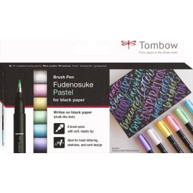 Tombow Fudenosuke pennor | Mjuk pastell | 6 st.
