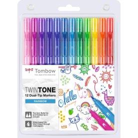 Tombow TwinTone märkpennor | Rainbow | 12 st.