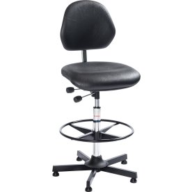Aktiv arbetsstol, Svart, K.läder, 67-93cm, Fotring