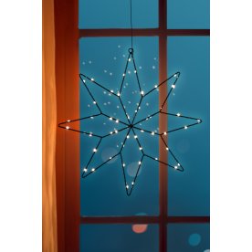 Stjärna m. 50 LED, H43 cm, svart/varmvit