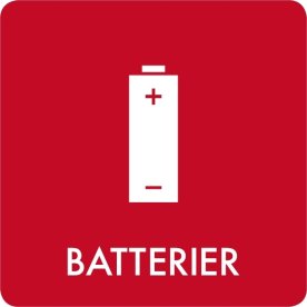 Avfallsklistermärke, Batterier, Röd