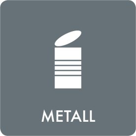 Avfallsklistermärke, Metall, Grå