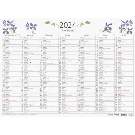 Burde 2024 Kalender 14-månaders väggblad