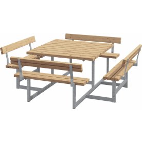 Plus picknickbord/bänkset med ryggstöd, Thermowood