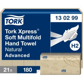 Tork H2 Xpress pappershanddukar | Natur | 21 paket