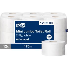 Tork T2 Advanced Mini Jumbo toalettpapper, 2-lager