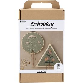 DIY Kit Broderi, broderibild, dämpad grön
