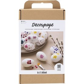 DIY Kit Decoupage, ägg med blommor