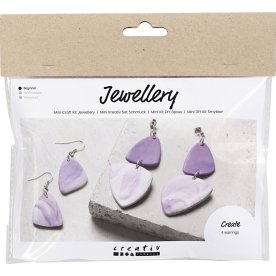 Mini DIY Kit smycken, marmorerade örhängen, lila
