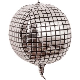 Ballong, folie, silver discokula, 55 cm, 1 st.