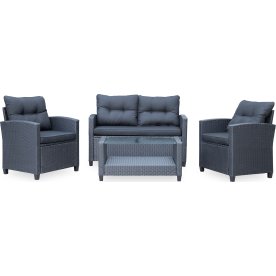 OUTDOOR loungeset 4-sits, Svart