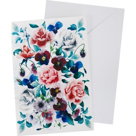 Kort med kuvert, Blommor, 11x17 cm
