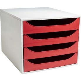Exacompta Ecobox Skrivbordsbyrå, 4 st, röd