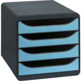 Exacompta Big-Box Skrivbordsbyrå, 4st/svart/turkos