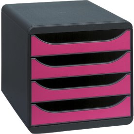 Exacompta Big-Box Skrivbordsbyrå, 4st/svart/hallon