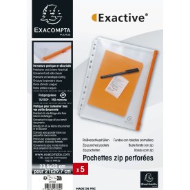 Exacompta Exactive Fickor med dragkedja, A4, 5 st.