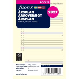 Filofax 2027 Refill, Pocket, Årsplan