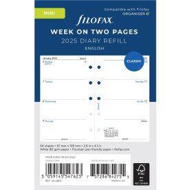 Filofax 2025 Refill, Mini, Vecka, Engelska