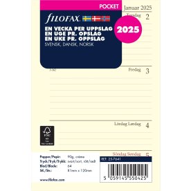 Filofax 2025 Refill, Pocket, Vecka, Tvärformat