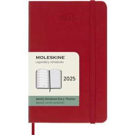 Moleskine 2025 Kalender, H, Vecka, Poc., Röd