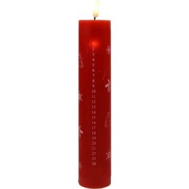 Kalenderljus med julmotiv, LED, 24,5 cm, Röd