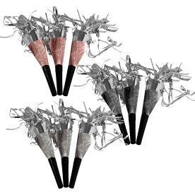 Nyårshorn, silver/grå/rosa, 14 cm, 6 st.