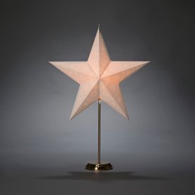 Pappersstjärna med Bas i mässing, H71 cm, Vit