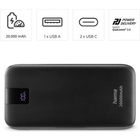 HAMA Powerbank PD 20000mAh, svart