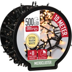 Ljuskedja m. kabelvinda 500 MicroLED, 10M, varmvit