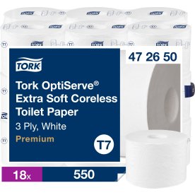 Tork T7 Premium toalettpapper m/hylsa, 3 lag 18 rl