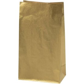 Presentpåse, 9x15x27 cm, Guld, 100 st.