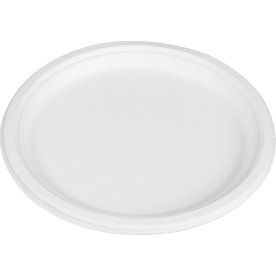 Engångstallrikar, bagasse, vit, Ø26cm, 50 st.