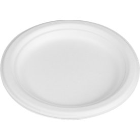 Engångstallrikar, bagasse, vit, Ø18cm, 50 st.