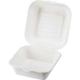 Hamburgerlåda, bagasse, vit, 15,2x15cm, 50 st.
