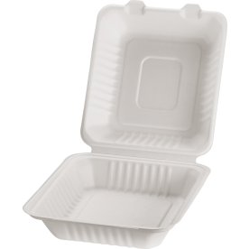 Take away-låda, bagasse, 1-fack, 21,7x20,2cm, 50st