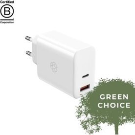 Ëssentials-laddare, 65W USB-A & USB-C, vit