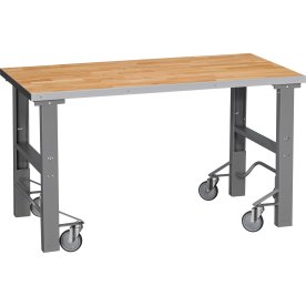 Arbetsbänk med hjul 300 kg, Ekparkett, 2000x800mm