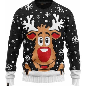 Jultröja "Rudolf", Svart, Stl 2XL