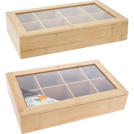 Tebox, bambu, 8 fack, 32x20x6,5 cm