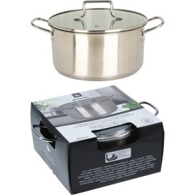 Kanna med lock, rostfritt stål, 22 cm, 3,85L