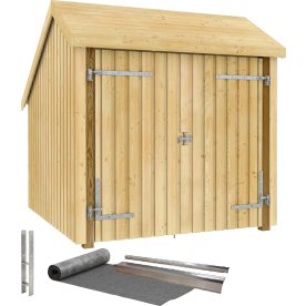 Plus Cykelskjul/förråd, dubbeldörr, naturlig