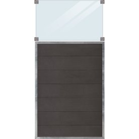 Plus Futura Kompositstaket, glas 53cm/grå/90x180cm
