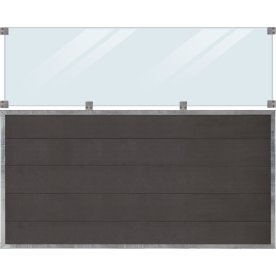 Plus Futura Kompositstaket/glas 53cm/grå/180x145cm