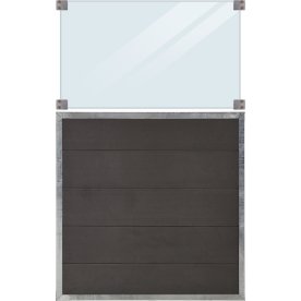 Plus Futura Kompositstaket, glas 53cm/grå/90x145cm