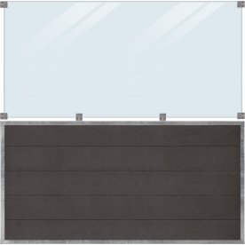 Plus Futura Kompositstaket/glas 89cm/grå/180x180cm