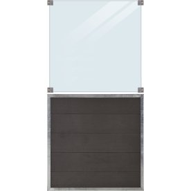 Plus Futura Kompositstaket/glas 89cm, grå/90x180cm